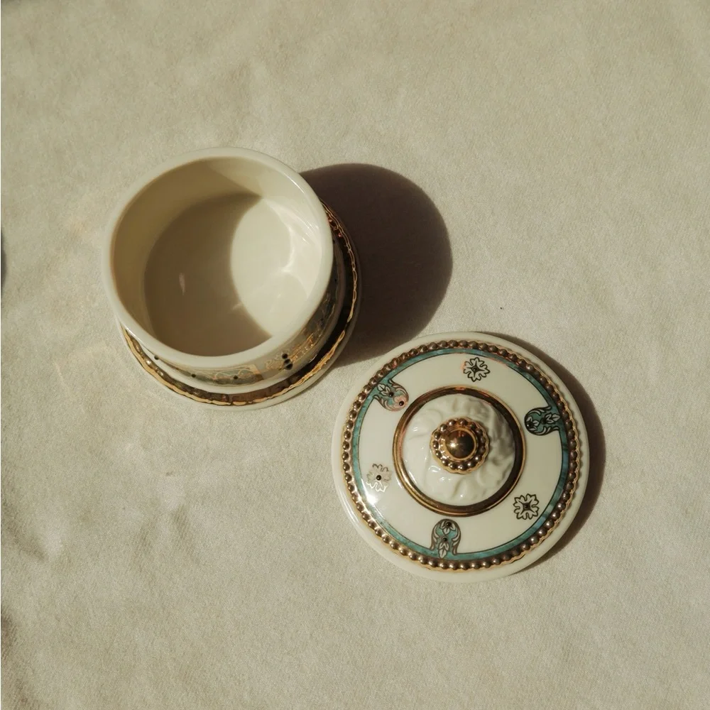 Vintage Lenox Majestic Royal Marble‎ Trinket Box White Blue Handcrafted 2